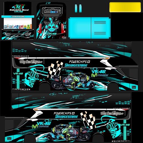 VR46 Racing Livery Bussid Blue Black